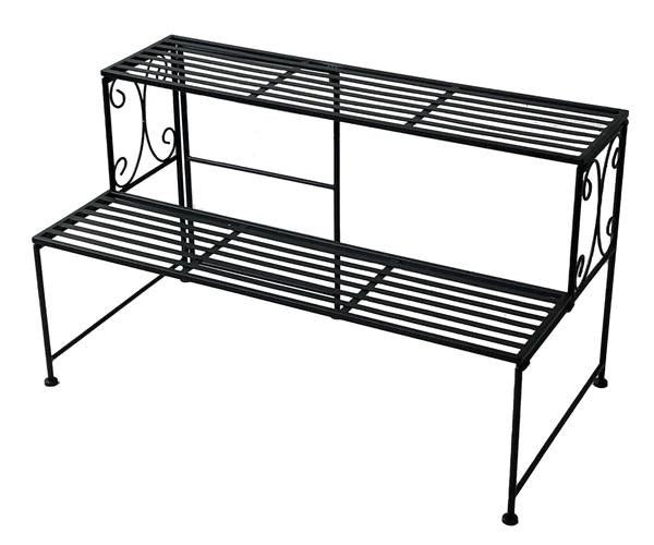 Plantenwinkel Plantenstandaard recht zwart 74x40x41 cm 2 laags
