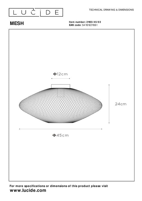 Lucide MESH Plafonnière - Mat Goud | Messing