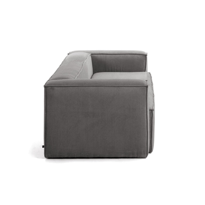 Kave Home Blok 3-zitsbank - Donkergrijs - Rib