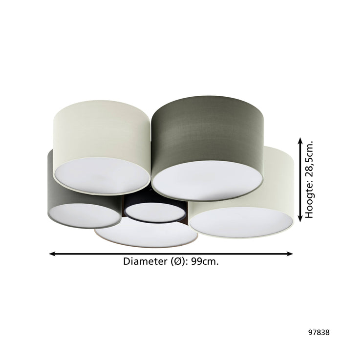 EGLO Pastore Plafondlamp - E27 - Ø 99 cm - Wit|Grijs|Zwart|Bruin