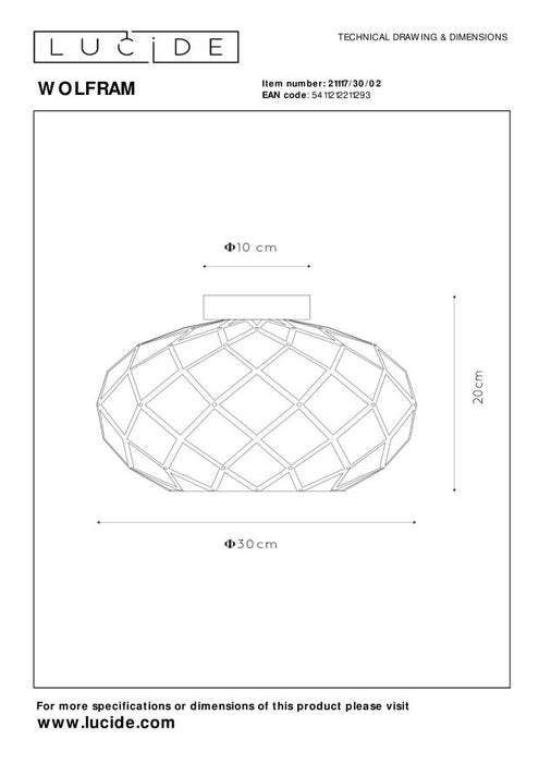 Lucide WOLFRAM Plafonnière - Mat Goud | Messing