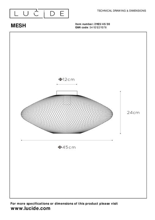 Lucide MESH Plafonnière - Zwart