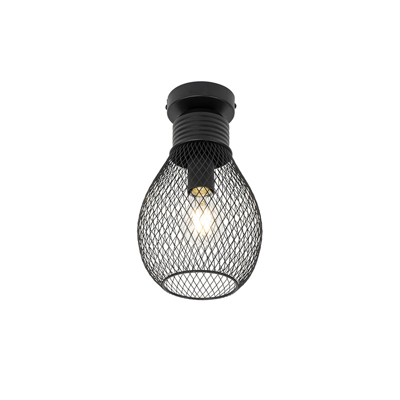 QAZQA Plafondlamp raga - Zwart - Design - D 17cm