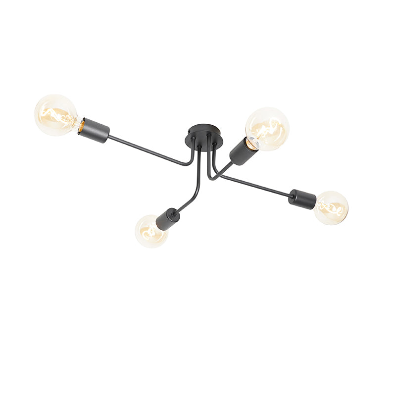 QAZQA Design plafondlamp zwart 4-lichts - Facile