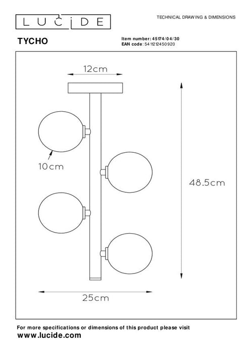 Lucide TYCHO Plafonnière - Zwart