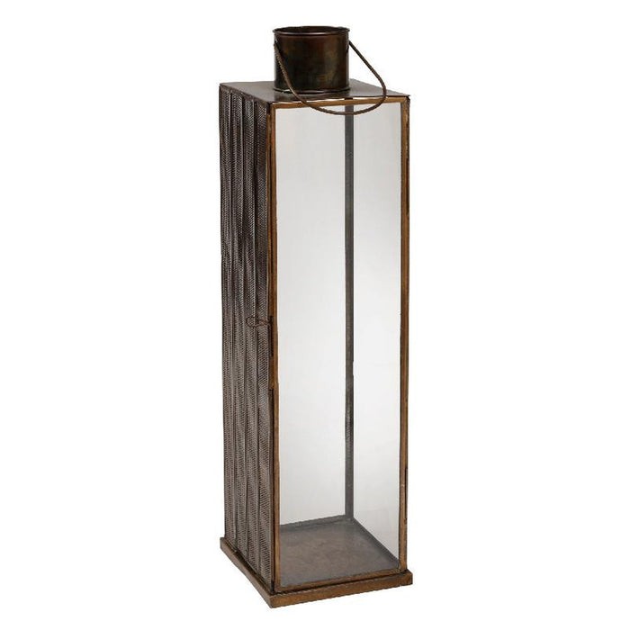 PTMD Erisha Rechthoekige Lantaarn - 52x15x15 cm - Metaal|Glas - Zwart