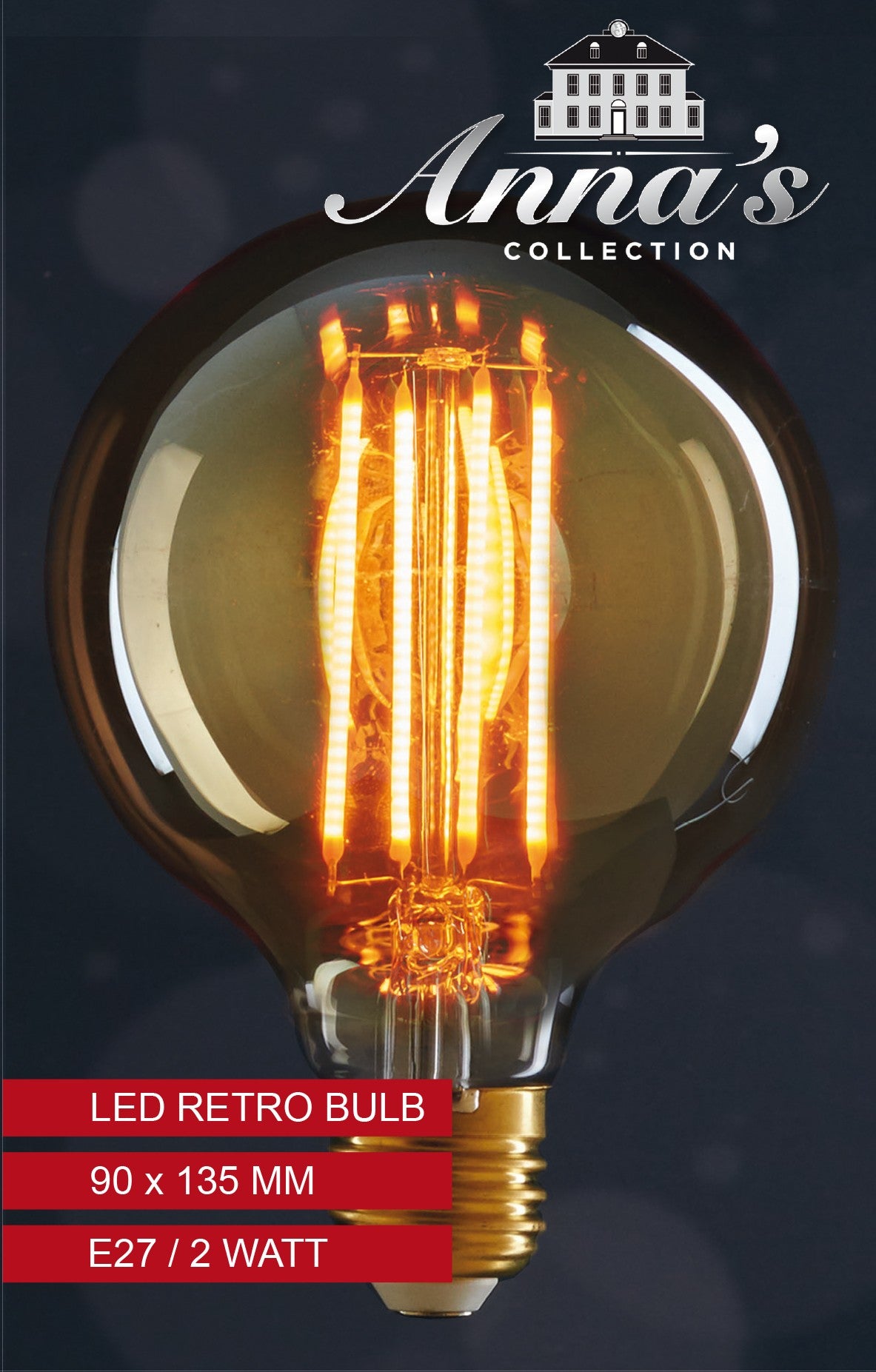Anna's Collection 3 stuks LED retro lamp 95x135 mm 2w1800k e27 niet