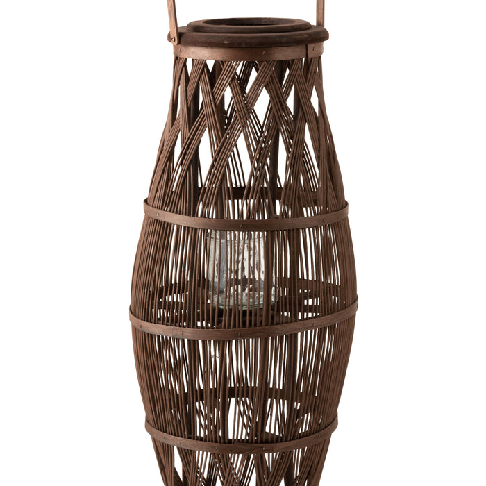 J-Line Lantaarn Hoog Bamboe Bruin Large