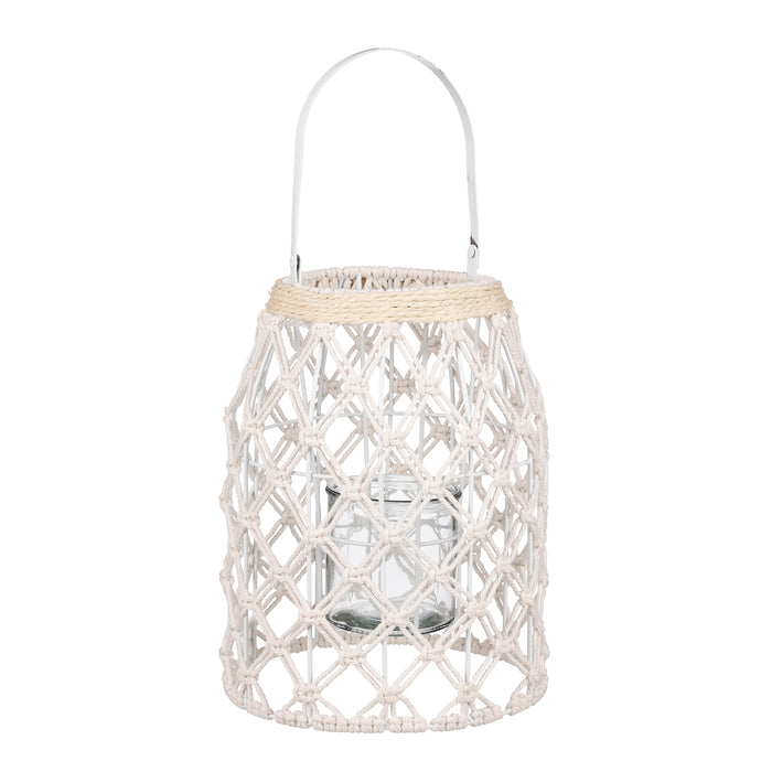 Mica Decorations Windlicht - H30 x Ø23 cm - Katoen - Off White