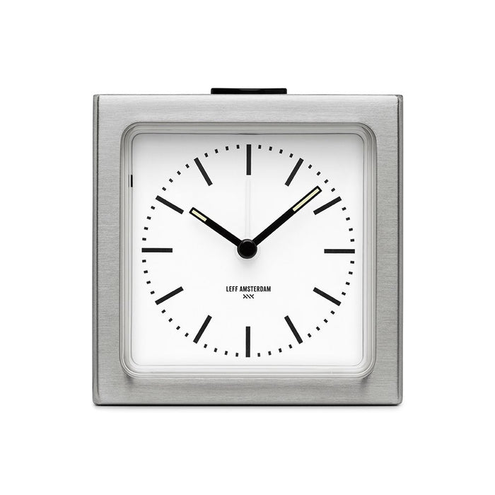 LEFF amsterdam - Block - Alarm - Staal|Wit - Design - Staande Klok