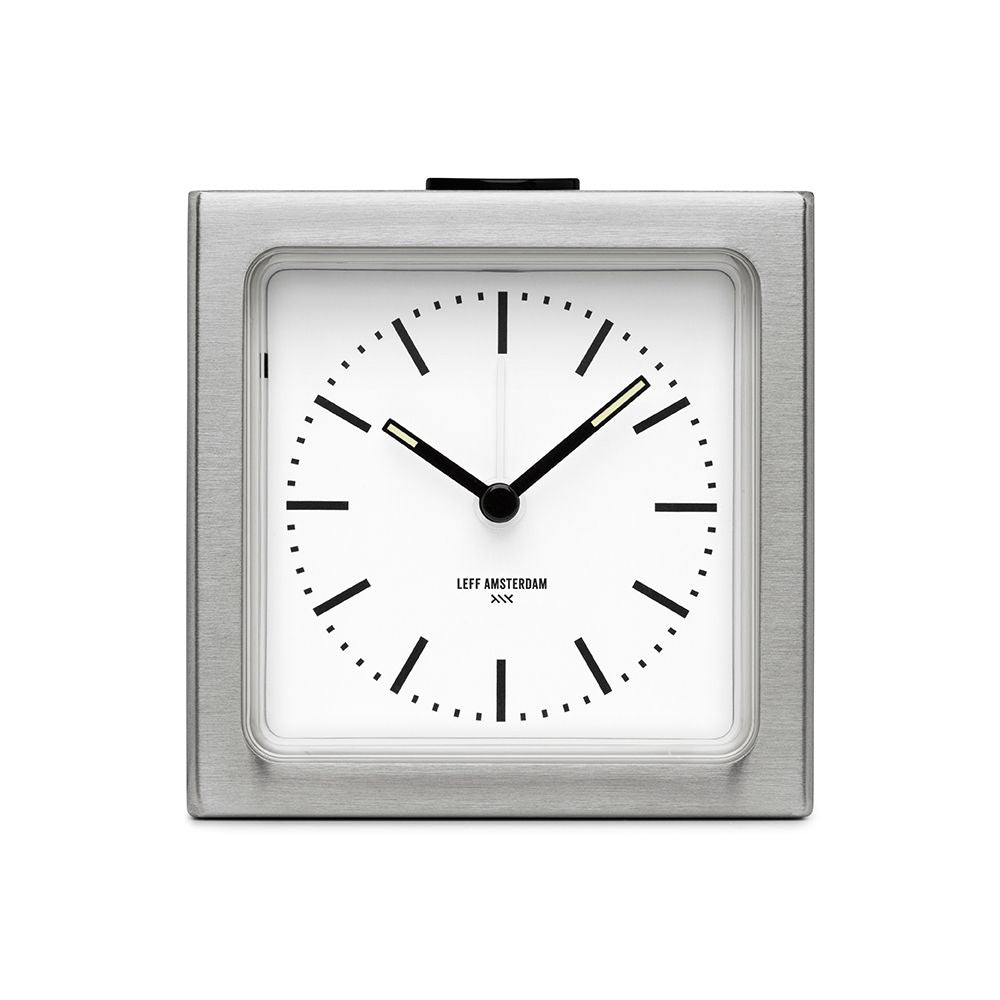 LEFF amsterdam - Block - Alarm - Staal|Wit - Design - Staande Klok
