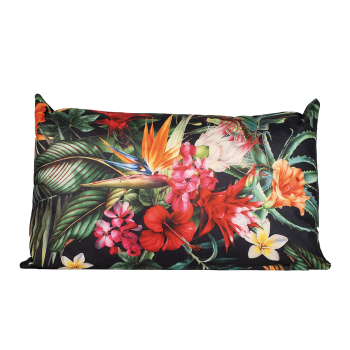 Anna's collection buitenkussen bloem - zwart|rood - 30 x 50 cm