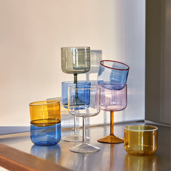 HAY Tint Wijnglazen 2 st. - 0,25 L - Roze/Geel