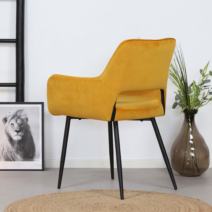 Bronx71 Velvet eetkamerstoel Mika okergeel