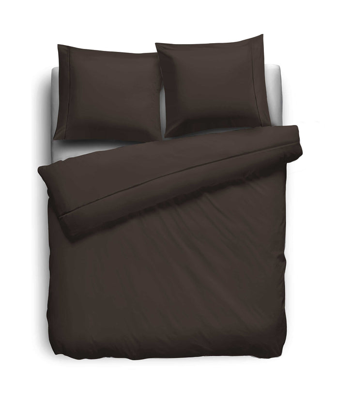 Elegance Dekbedovertrek Uni Percal Katoen Met Bies brown