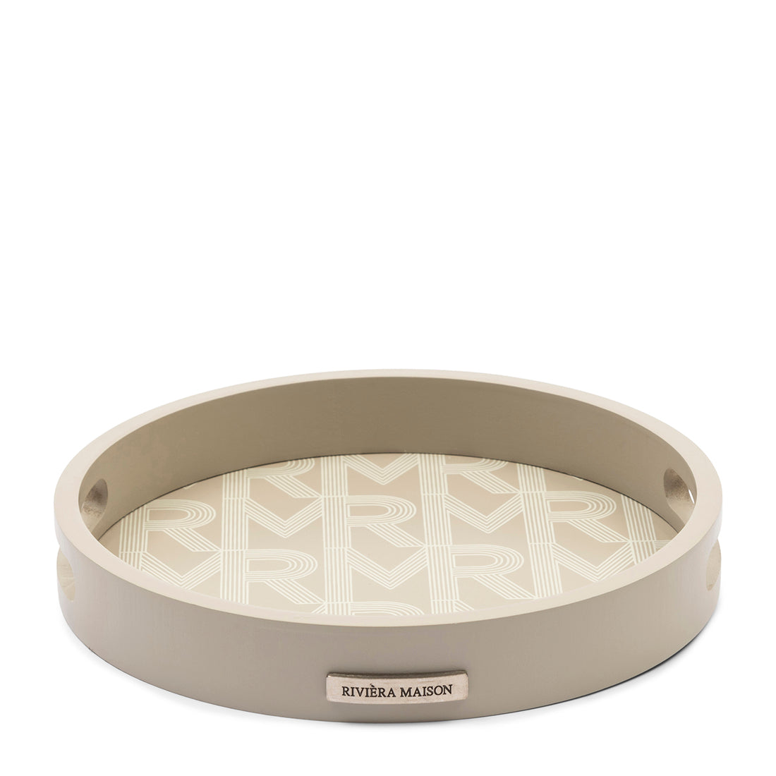 Riviera Maison Dienblad beige, Rond - RM Monogram - Hout
