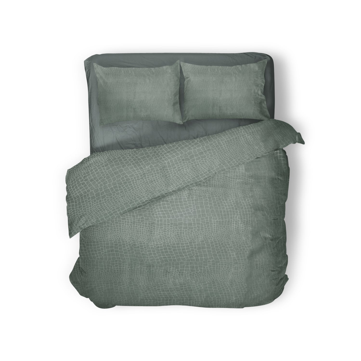 Elegance Dekbedovertrek Embossed Snake - green