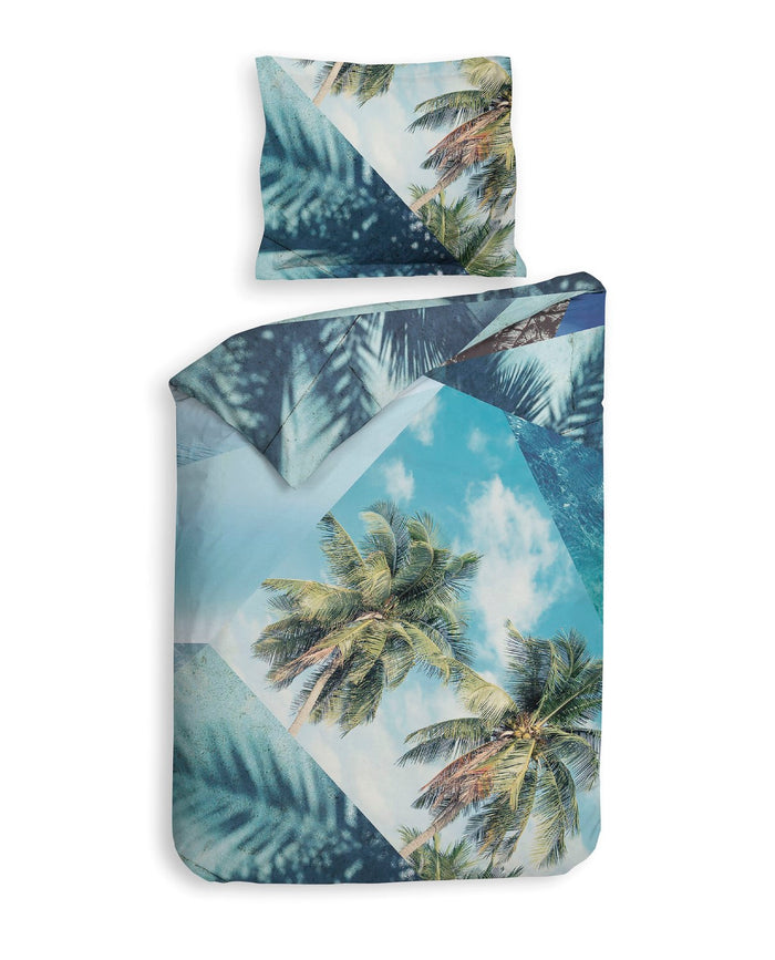 Heckett Lane Dekbedovertrek Katoen Satijn Jaron - palm blue