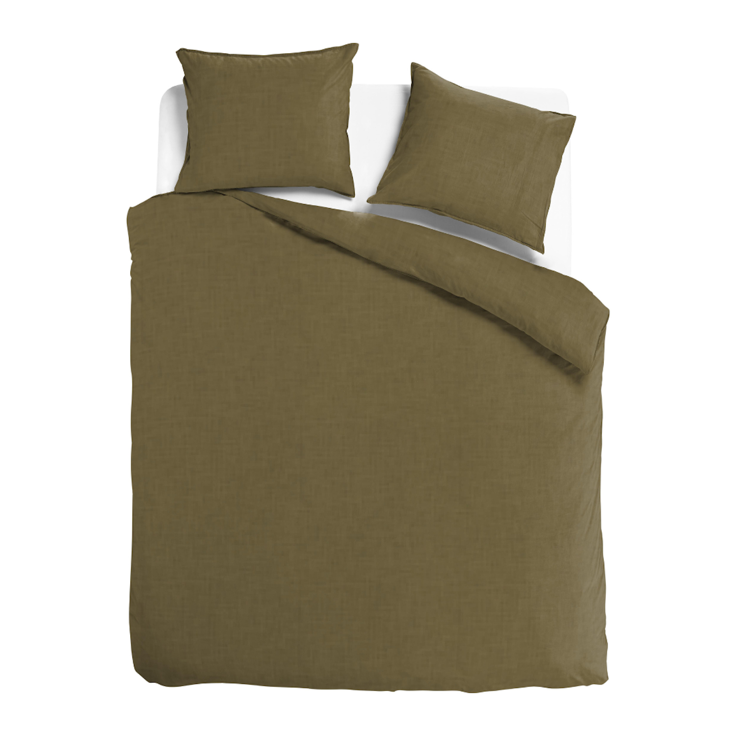 Halflinnen - Donker groen - Maat: 2-persoons (200 x 200|220 cm)