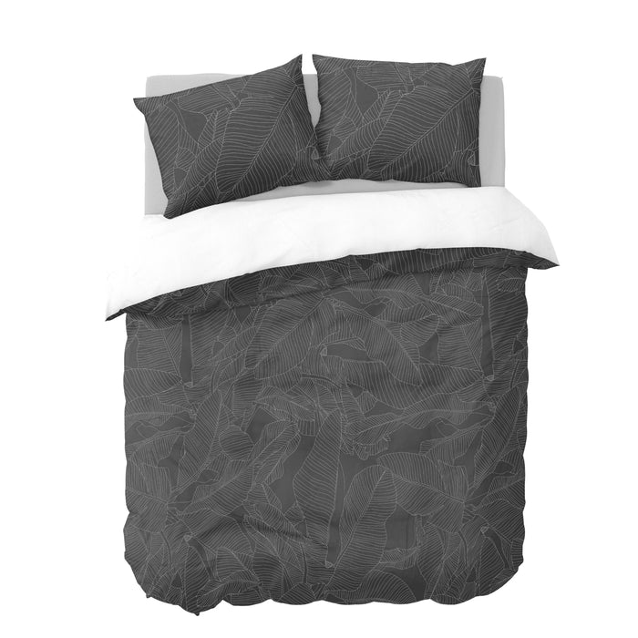 Y-NOT Banana Leaves Donker Grijs Dekbedovertrek 200 x 220 cm