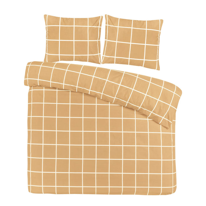 Dekbedovertrek Day Dream Katoen Big Check - beige