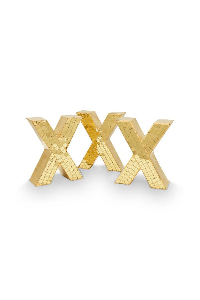 vtwonen Metal X - Kerstdecoratie - Goud - Set van 3 - 31x12,5x4,5cm