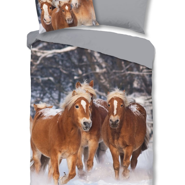 Good Morning Kinder Dekbedovertrek Flanel Happy Horses - multi