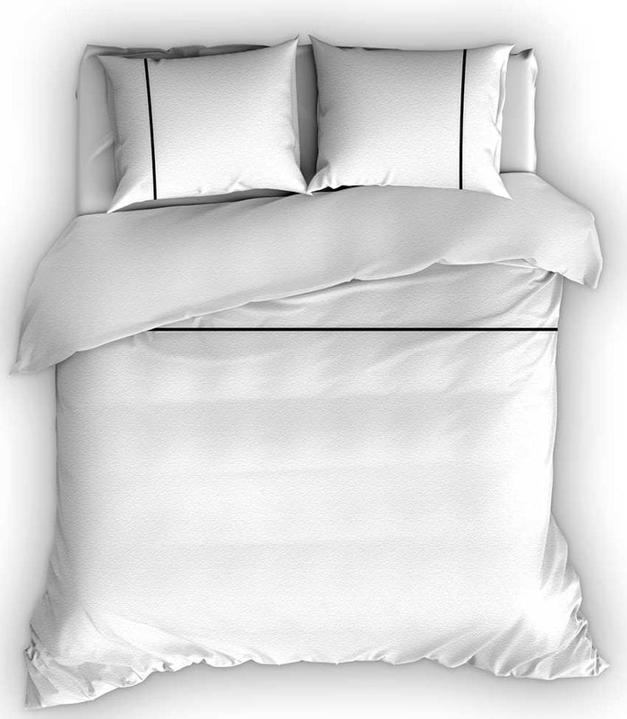 Flanellen Romanette Dekbedovertrek Duchesse Wit|Zwart-240 x 200|220 cm