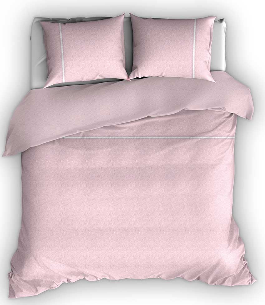 Flanellen Dekbedovertrek Duchesse Roze|Wit-240 x 200|220 cm