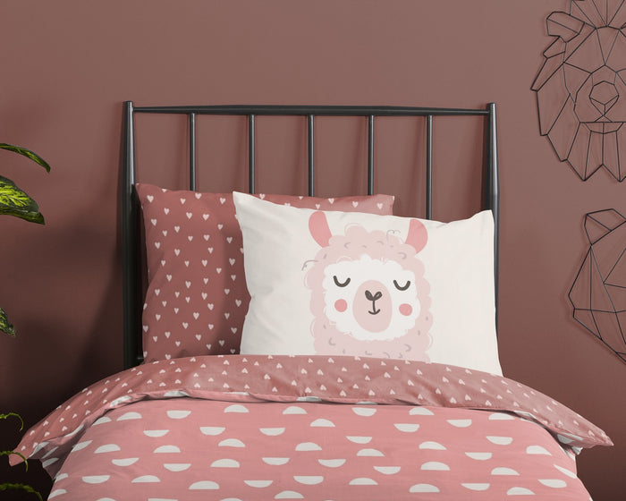 Good Morning Kinderdekbedovertrek LAMA 140x200|220 cm roze