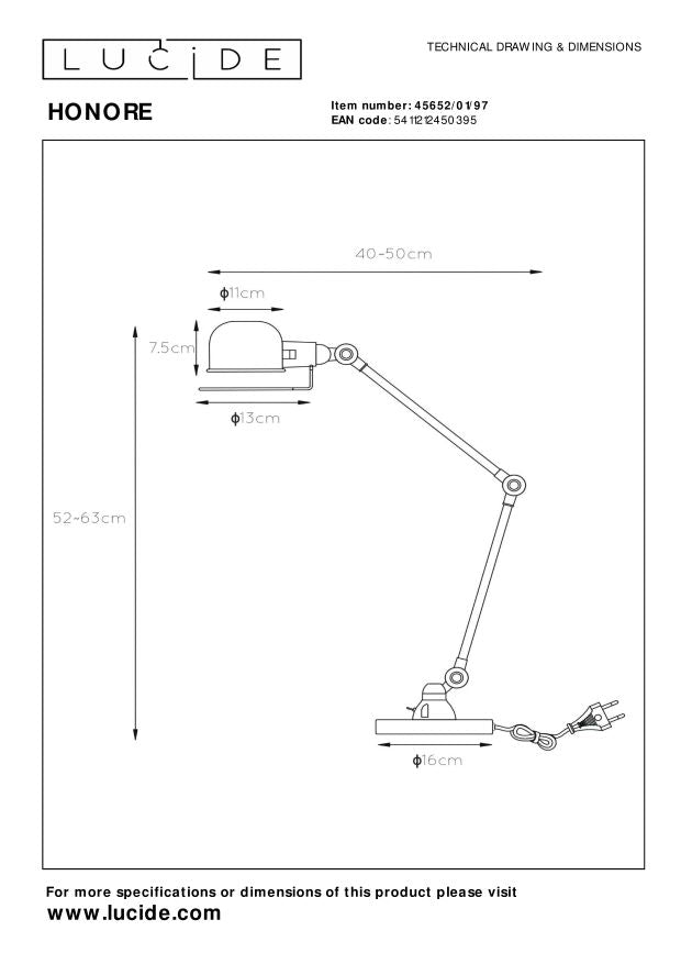 Lucide HONORE Bureaulamp 1xE14 - Roest bruin