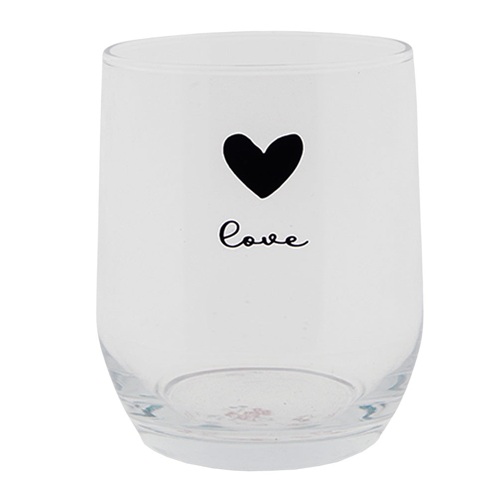 Clayre & Eef Waterglas  300 ml Glas Hart Love Drinkbeker