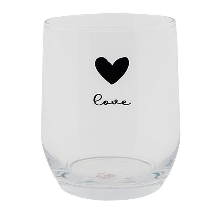 Clayre & Eef Waterglas  300 ml Glas Hart Love Drinkbeker