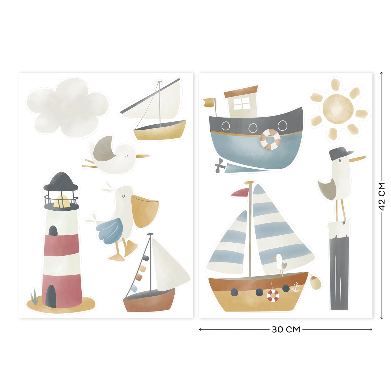 Little Dutch Sailors Bay Muurstickers - 42x30cm - boten en Vogels