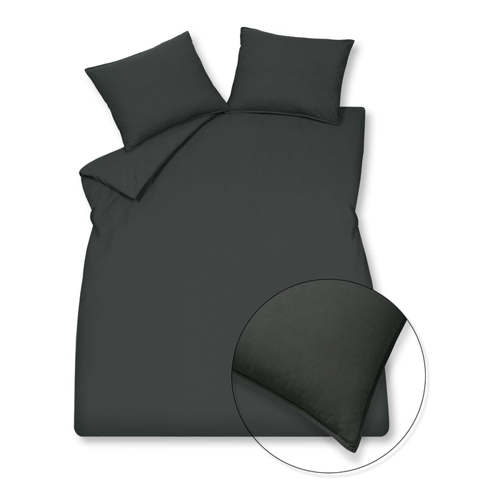 Vandyck Washed Cotton Dekbedovertrek 200 x 200/220 cm - Off Black
