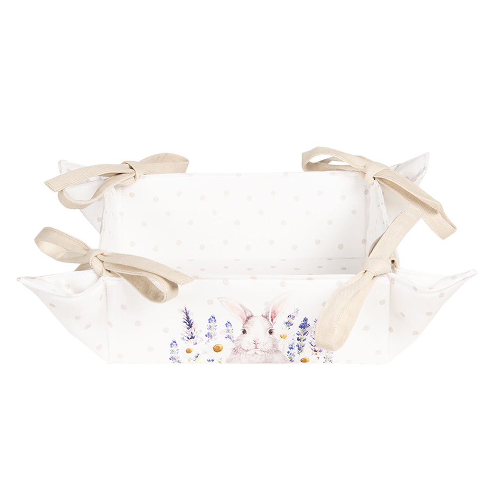 Clayre & Eef Broodmand  35x35x8 cm Wit Roze Katoen Vierkant Lavendel