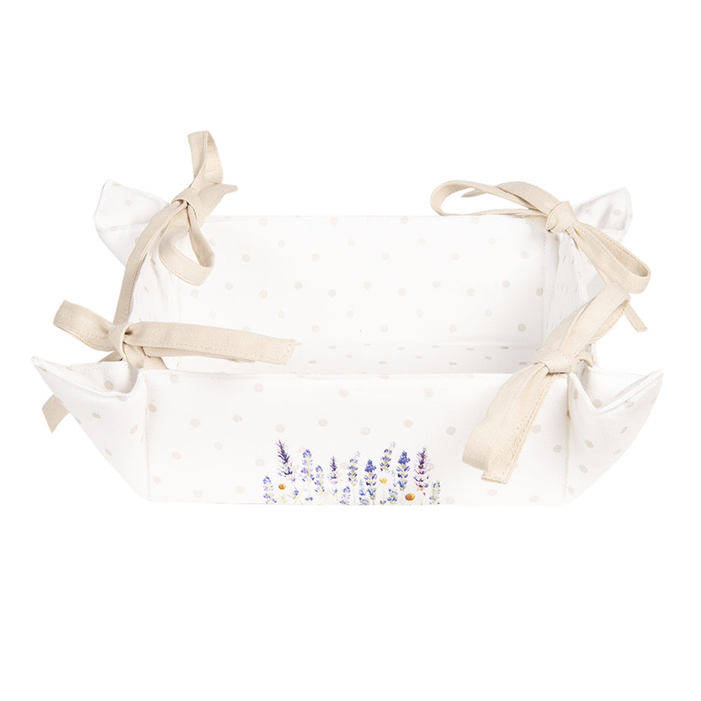 Clayre & Eef Broodmand  35x35x8 cm Paars Wit Katoen Vierkant Lavendel