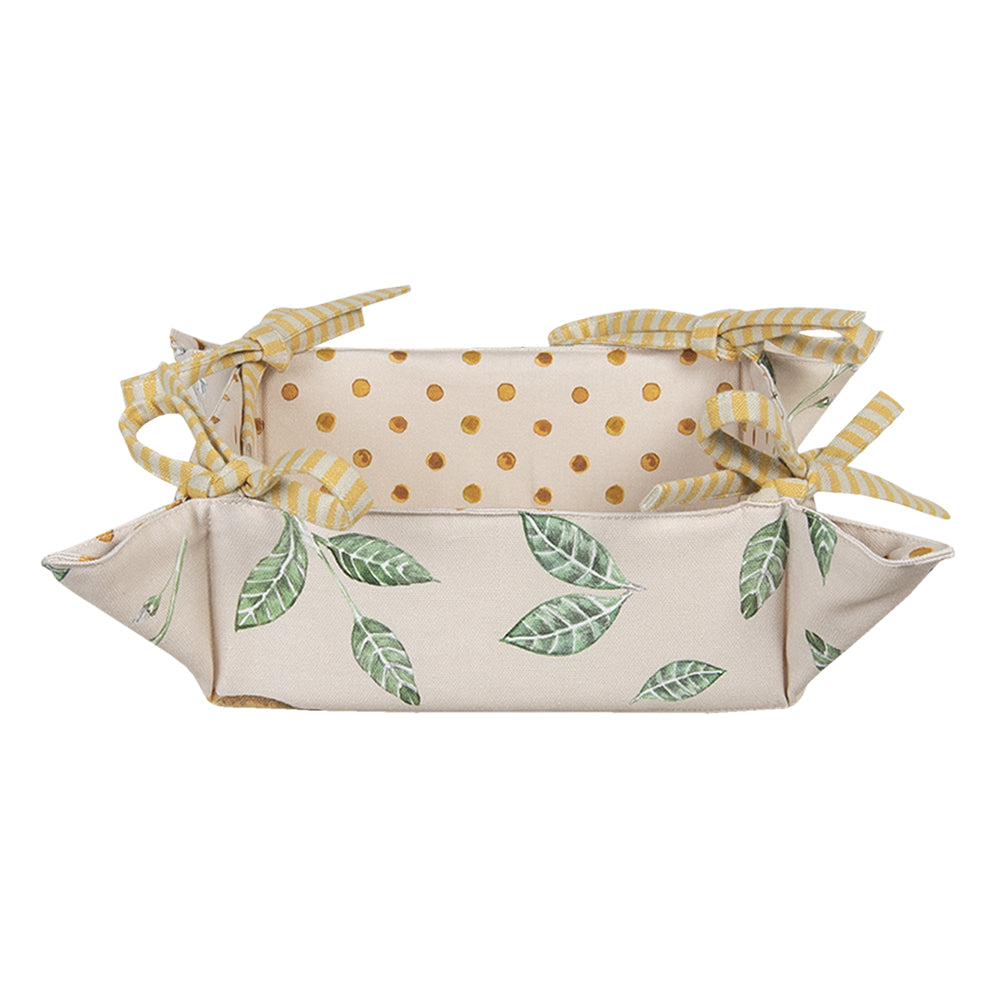 Clayre & Eef Broodmand  35x35x8 cm Beige Geel Katoen Vierkant Citroen