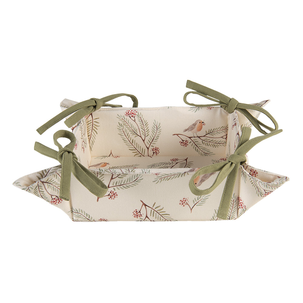 Clayre & Eef Broodmand  35x35x8 cm Beige Groen Katoen Dennentak Cadeau