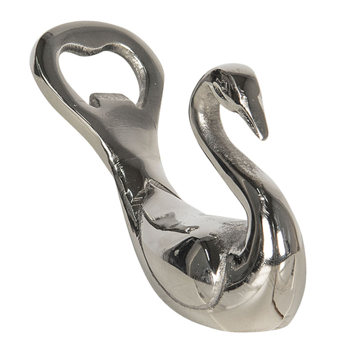 Clayre & Eef Flesopener 15 cm Zilverkleurig Aluminium Zwaan Bieropener
