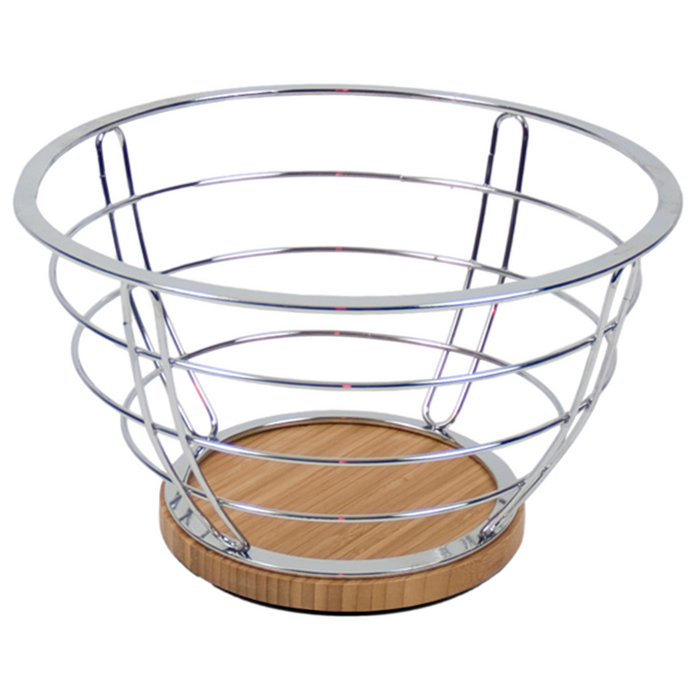 Orange85 Fruitschaal Fruitmand 26x26x16 cm Metaal met Bamboe