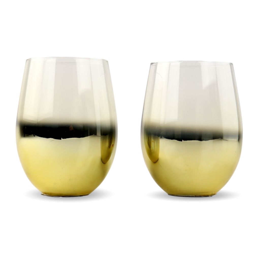 Orange85 Waterglazen Goud 2 Stuks 500 ml 12x7.5x7.5 cm Glas