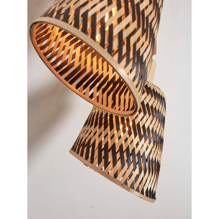GOOD&MOJO Plafonniere Java - Bamboe Zwart|Naturel - 28x15x24cm