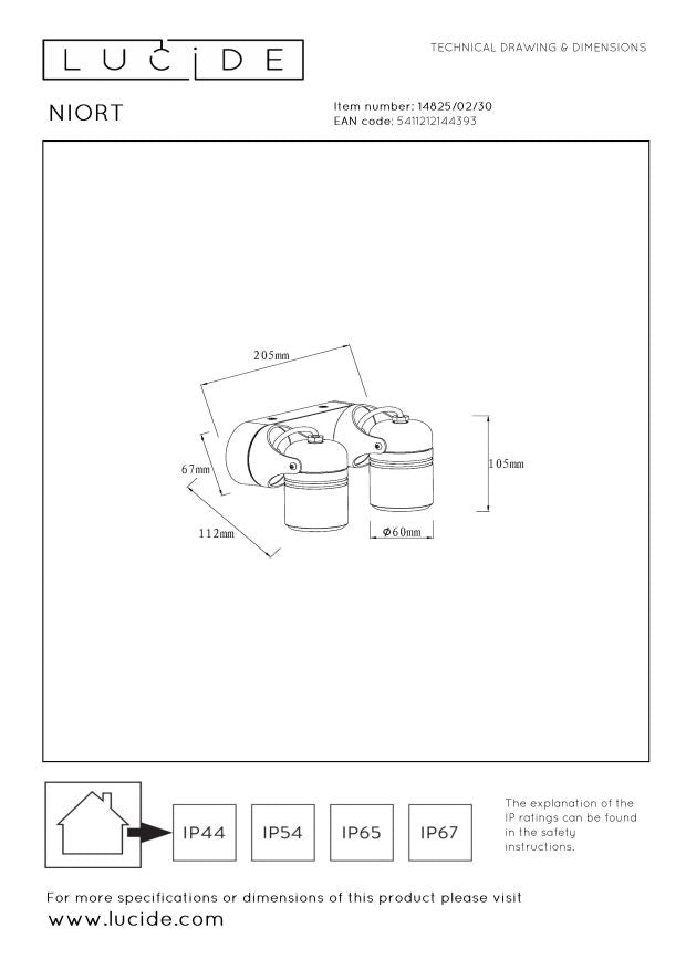 Lucide NIORT Plafondspot - Zwart