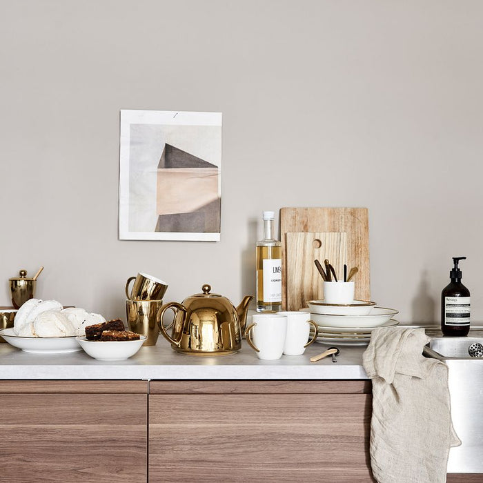 vtwonen Kommen - Set van 4 - Wit|Goud - Porselein - Ø 18cm