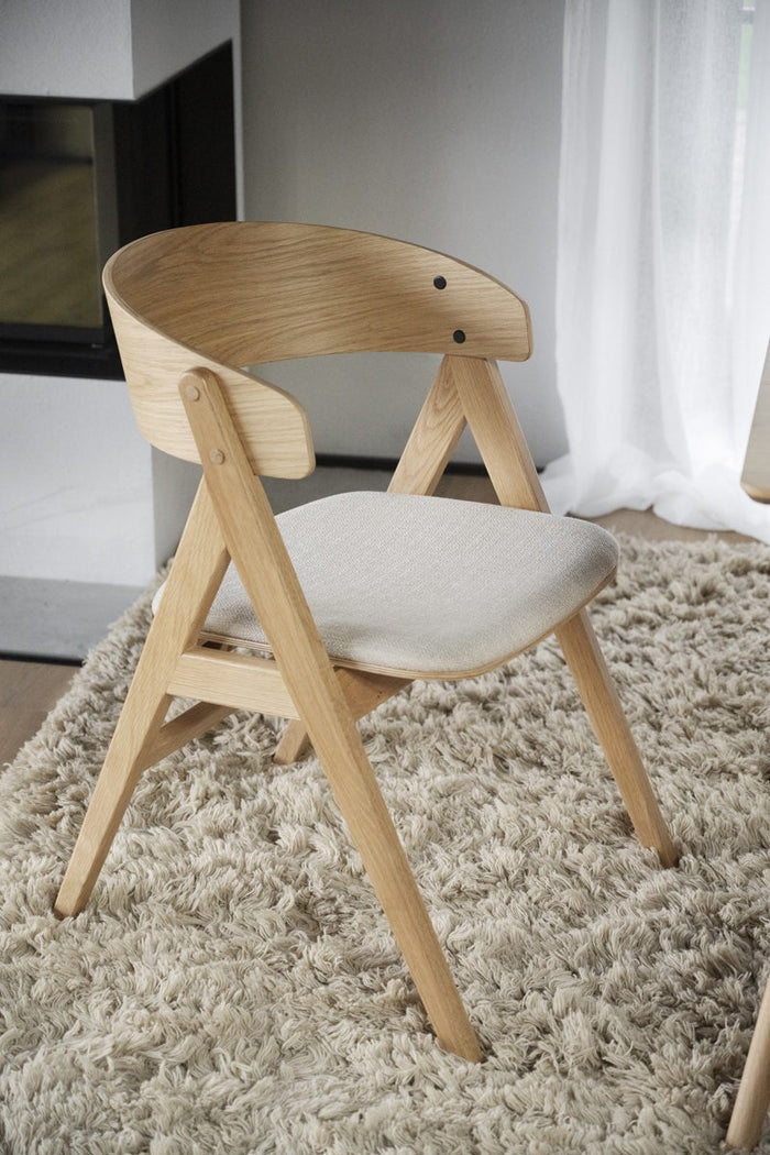 Rowico Home Waterton Houten Eetkamerstoel Naturel - Beige Zitting