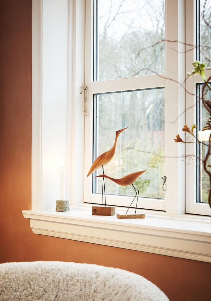 Warm Nordic Beak Bird Tall Heron decoratie eiken