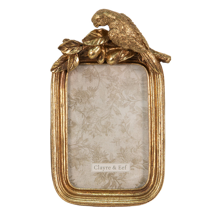 Clayre & Eef Fotolijst 10x15 cm Goudkleurig Polyresin Vogel