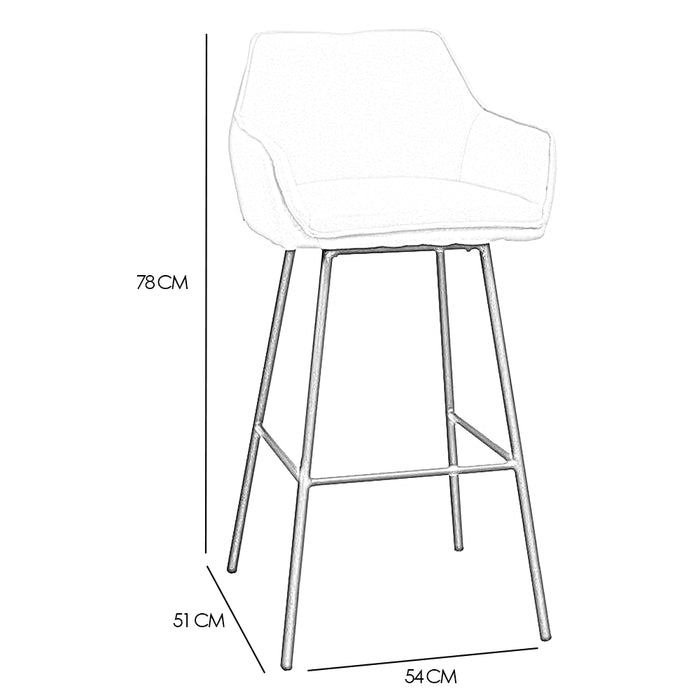 Bronx71 Scandinavische barkruk Andor gerecyclede stof off white 65-78