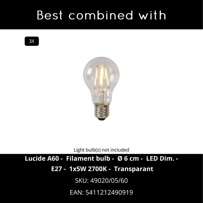 Lucide AGATHA Hanglamp 3xE27 - Mat Goud | Messing